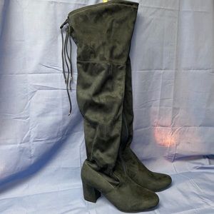 COPY - Suede navy blue thigh high boots